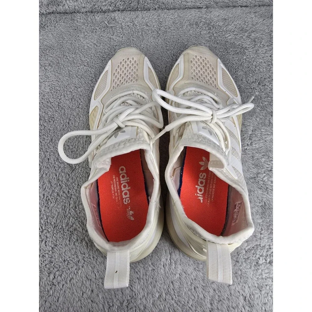 Adidas Sneakers Youth Kids 8 ZX 2K Boost Shoes White Beige Running.